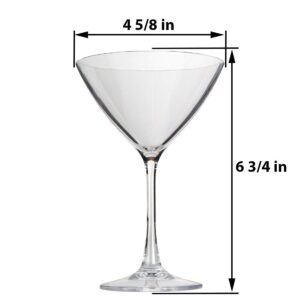 Lily's Home Unbreakable Acrylic Martini Glasses, Made of Shatterproof Plastic and Ideal for Indoor and Outdoor Use, Reusable, Crystal Clear (8.5 oz. Each, Set of 4)