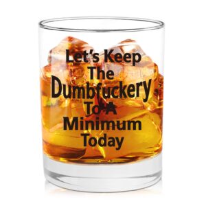 let's keep annoyance to a minimum today funny whiskey glass gifts for men or women - novelty christmas, festival, birthday gifts for friends, bff, coworkers, unique gift ideas for friends, 11 oz