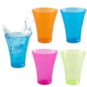 supernal 10oz neon plastic tumbler cups(set of 96) rainbow plastic drinking glasses, colorful plastic cups perfect for super bowl party birthday