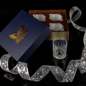 LANFULA Crystal Whiskey Glass, Premium Old Fashioned Glasses Set of 4 In Gift Box. Rocks Tumbler for Drinking Scotch Bourbon Cocktail Whisky 10oz