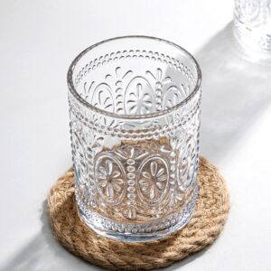 Bekith 8 Pack Drinking Glasses, 4 Highball Glasses (12 oz) and 4 Rocks Glasses (10oz), Romantic Water Glasses Tumblers, Vintage Glassware Set for Beverages, Beer, Juice, Cocktail