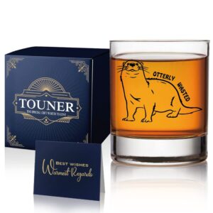 touner funny otter otterly wasted whiskey glasses, otter whiskey glass gift for otter lover, otter gifts, otter-themed gifts, gag gift idea for her from son, daughter, kids