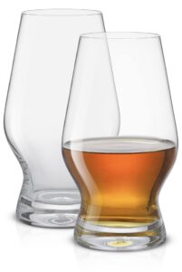 joyjolt crystal whiskey glasses, set of 2 – 7.8 oz. rocks glasses for neat or mixed drinks – lowball whiskey tumbler cocktail glasses with unique s-curved shape – whiskey glass set
