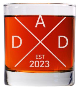 carvelita dad est 2023 whiskey glass - pregnancy announcements for dad - 11oz old fashioned bourbon rocks glass for expecting father - dad to be gifts - funny new dad gifts - first time dad gifts