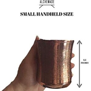 Alchemade 100% Pure Copper Mint Julep Tumbler Cups - 12 Oz Derby Cups With Etched Floral Design For Mint Juleps, Cocktails, Or Your Favorite Beverage - Keeps Drinks Colder, Longer