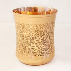 Alchemade 100% Pure Copper Mint Julep Tumbler Cups - 12 Oz Derby Cups With Etched Floral Design For Mint Juleps, Cocktails, Or Your Favorite Beverage - Keeps Drinks Colder, Longer