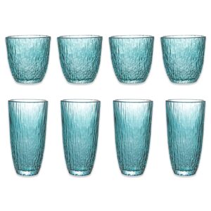 amzcku drinking glasses set of 8 | 4 highball (12 oz.) and 4 rocks glass(10 oz.) | glassware kitchen family lensed for water, beer，wine，milk，juice and cocktails.
