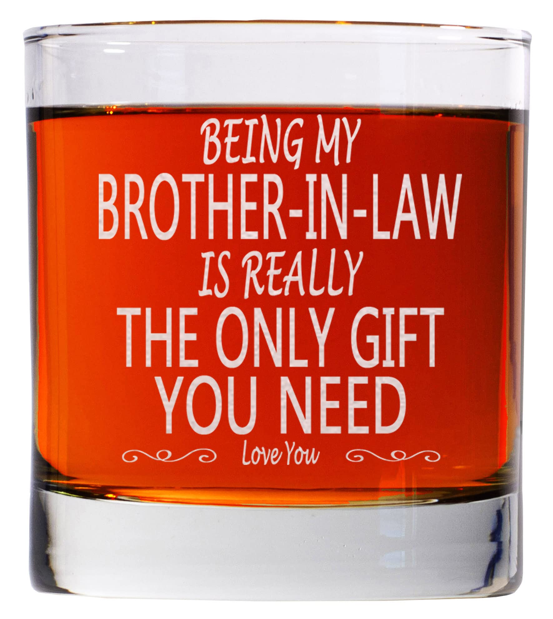 CARVELITA Being My Brother In Law Is Really The Only Gift You Need - 11oz Old Fashioned Bourbon Rocks Glass - Big Brother Gifts - Brother Birthday Gift - Brother Gifts From Sister - Gifts For Brother