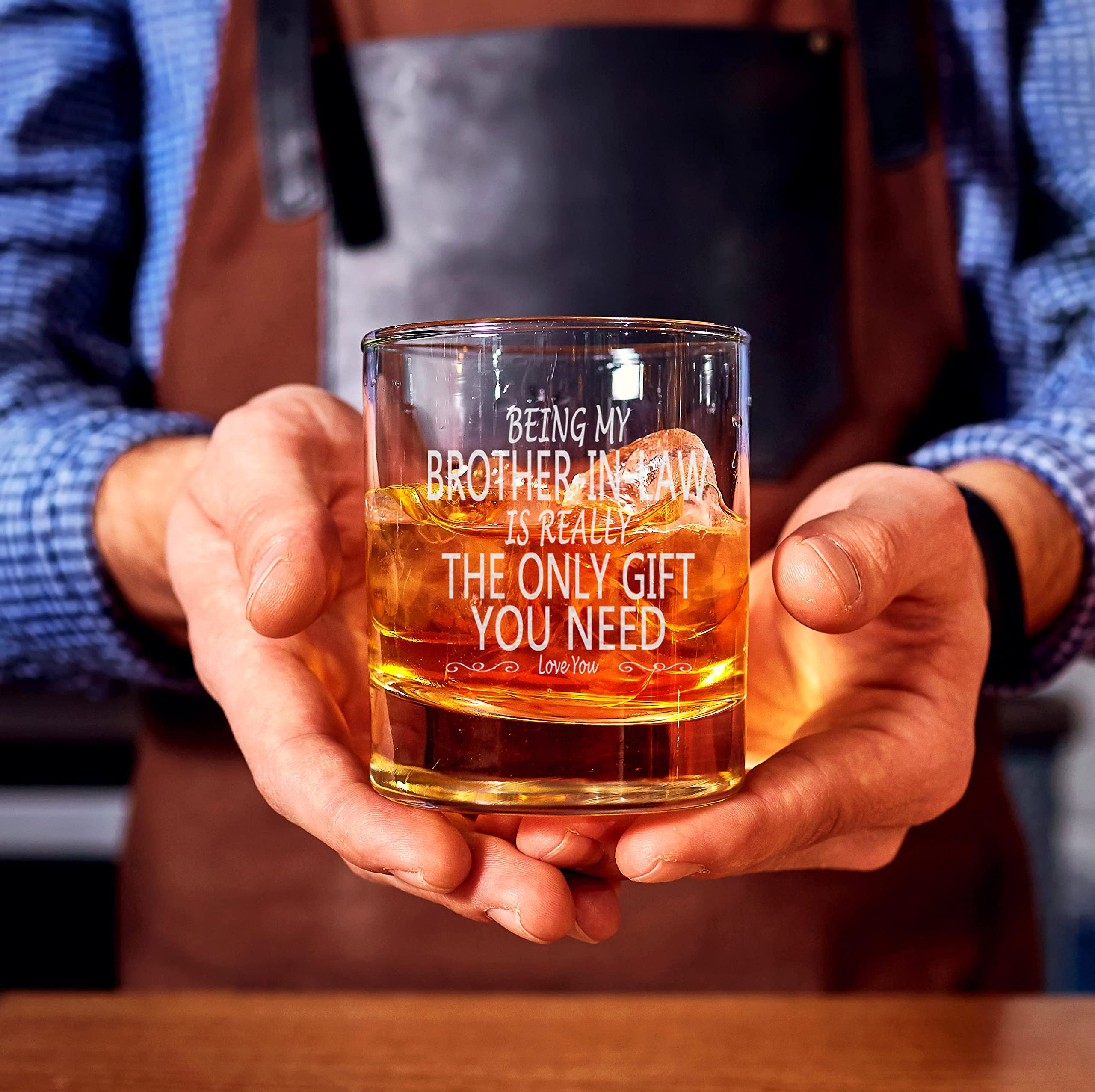 CARVELITA Being My Brother In Law Is Really The Only Gift You Need - 11oz Old Fashioned Bourbon Rocks Glass - Big Brother Gifts - Brother Birthday Gift - Brother Gifts From Sister - Gifts For Brother