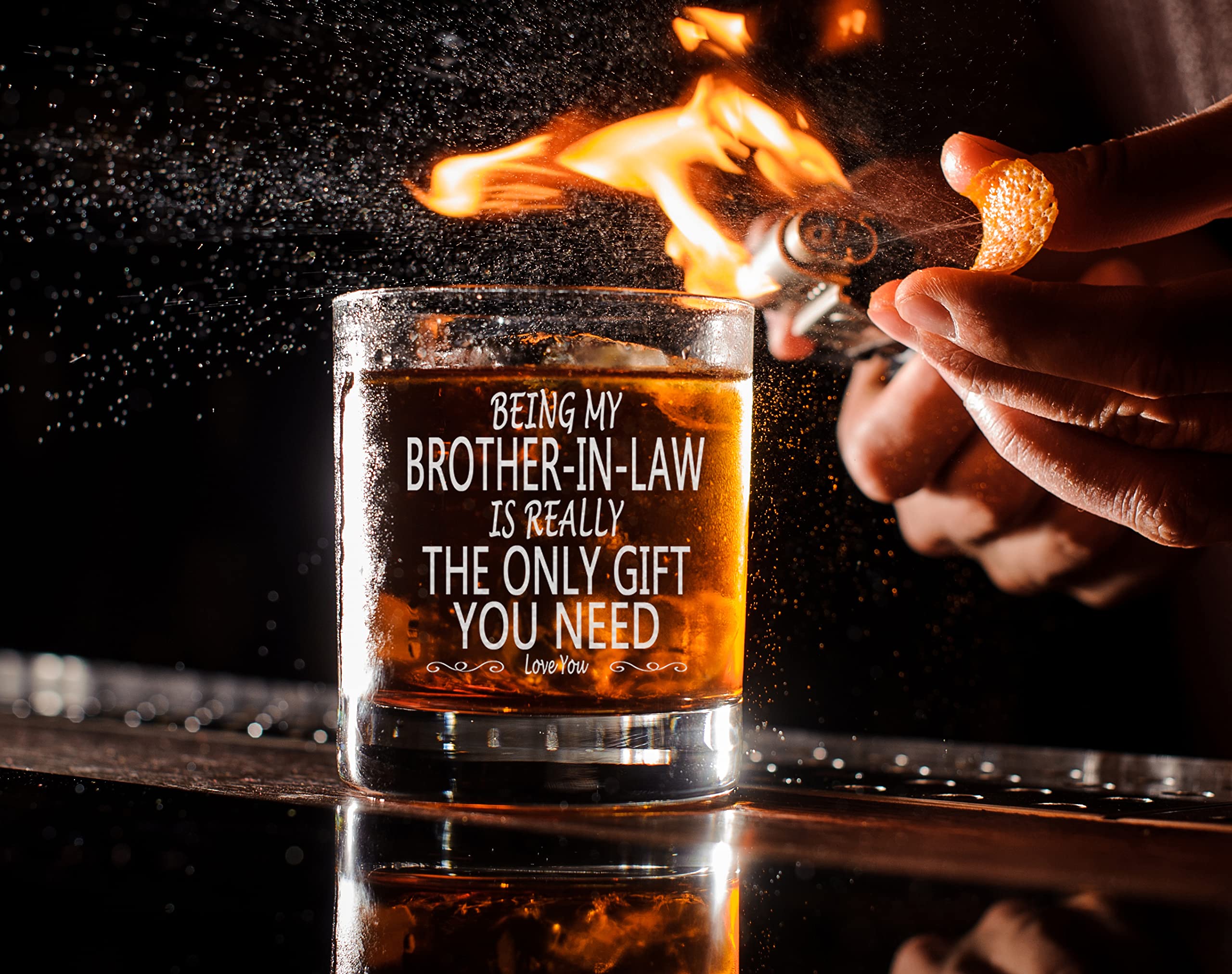 CARVELITA Being My Brother In Law Is Really The Only Gift You Need - 11oz Old Fashioned Bourbon Rocks Glass - Big Brother Gifts - Brother Birthday Gift - Brother Gifts From Sister - Gifts For Brother