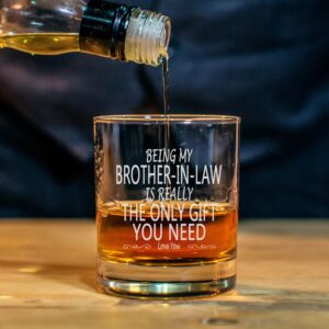 CARVELITA Being My Brother In Law Is Really The Only Gift You Need - 11oz Old Fashioned Bourbon Rocks Glass - Big Brother Gifts - Brother Birthday Gift - Brother Gifts From Sister - Gifts For Brother