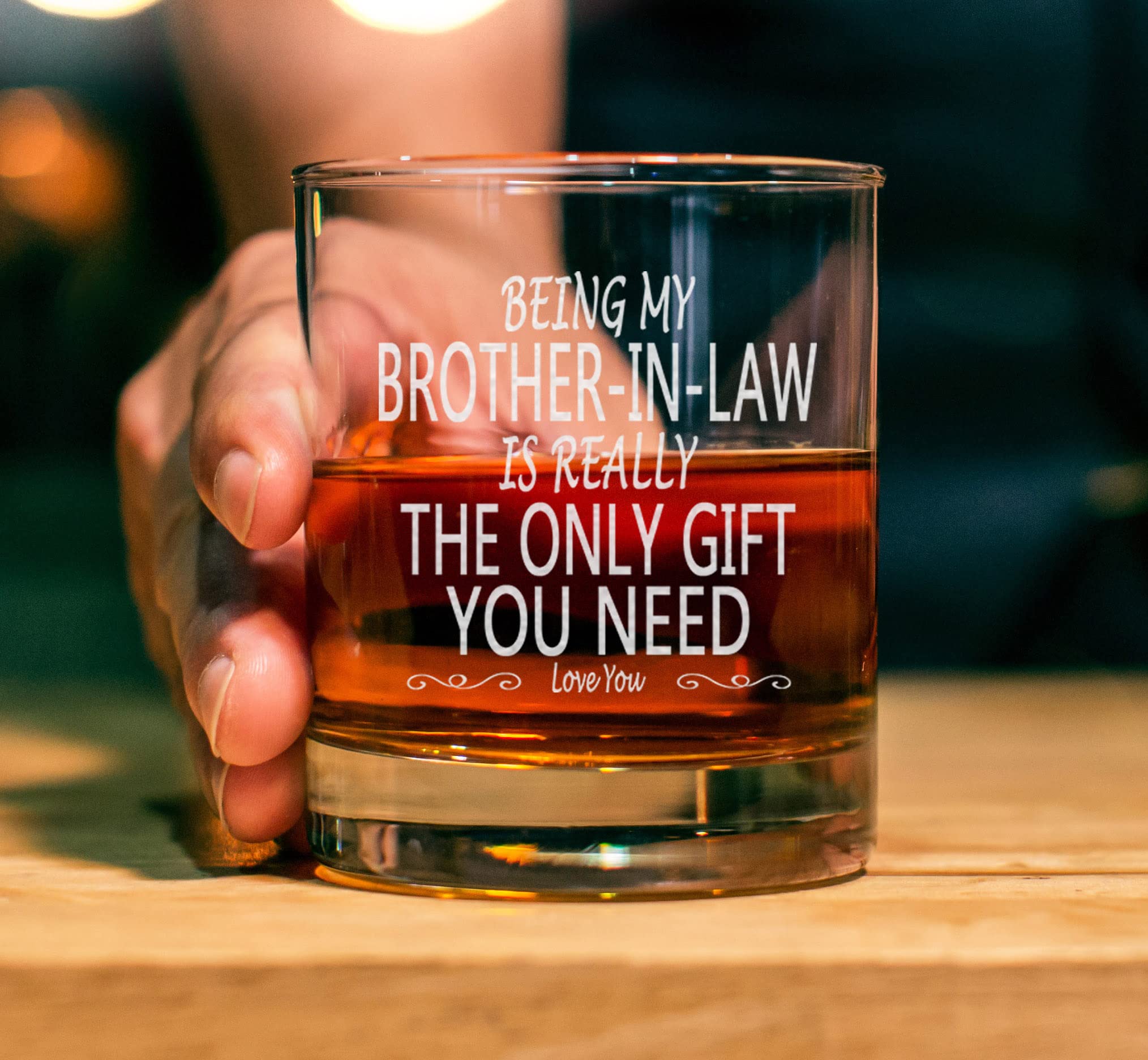 CARVELITA Being My Brother In Law Is Really The Only Gift You Need - 11oz Old Fashioned Bourbon Rocks Glass - Big Brother Gifts - Brother Birthday Gift - Brother Gifts From Sister - Gifts For Brother