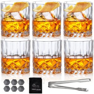 inftyle whiskey glasses old fashioned glass 10oz set of 6 crystal rocks bourbon scotch whisky glasses drinking tumblers cups for cognac cocktail bourbon rum brandy bar men