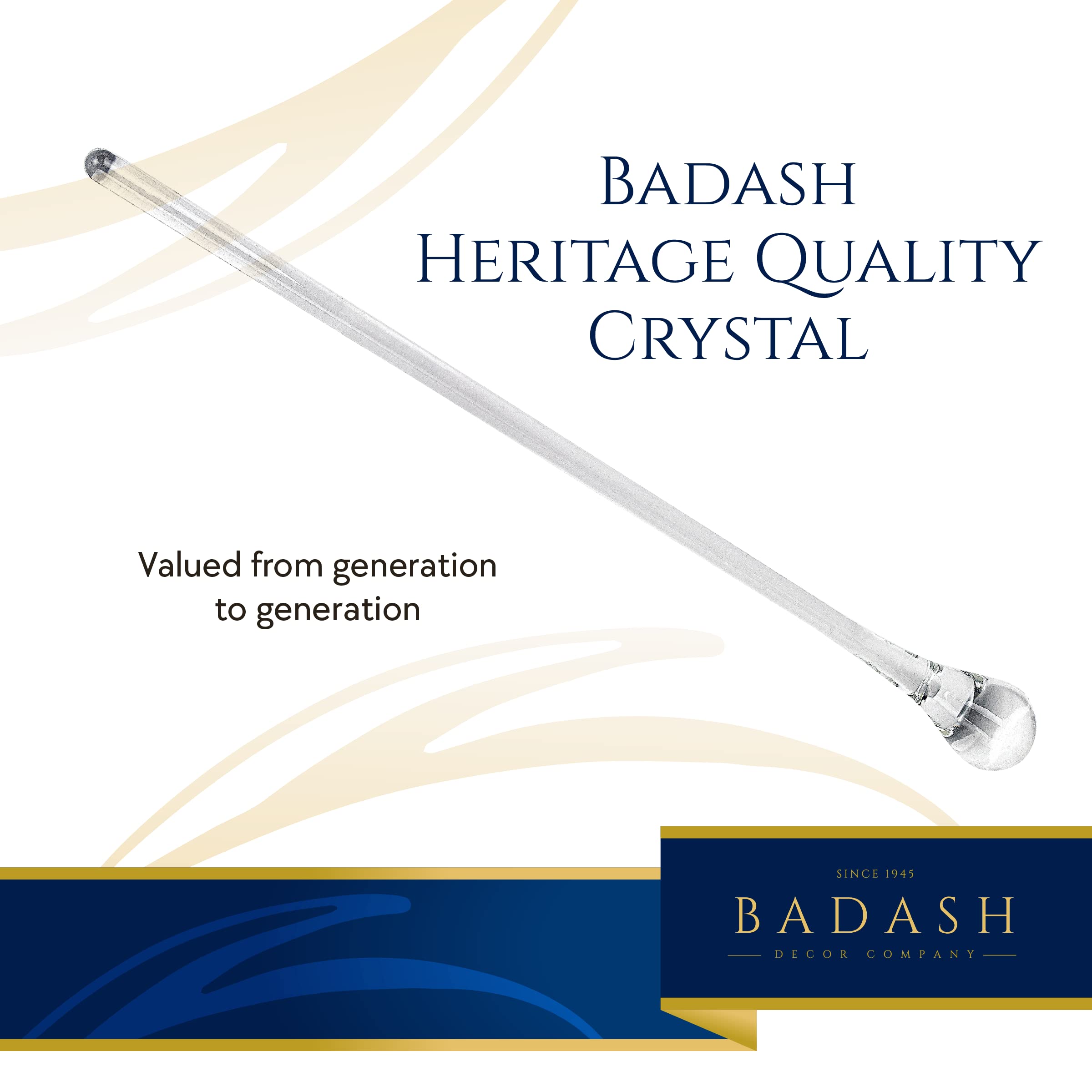 Badash Glass Cocktail Stirrer - 12" Long Mouth-Blown Lead-Free Glass Stir Rod - Bar Cocktail Shaker Spoon - Cocktail Stirrer for Drinks