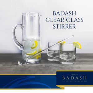 Badash Glass Cocktail Stirrer - 12" Long Mouth-Blown Lead-Free Glass Stir Rod - Bar Cocktail Shaker Spoon - Cocktail Stirrer for Drinks