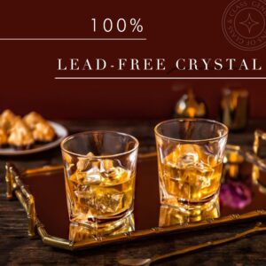 JoyJolt Luna Crystal Whiskey Glasses, Old Fashioned Whiskey Glass 10.5 Ounce, Ultra Clear Crystal Scotch Glass for Bourbon and Liquor Set Of 2 crystal Glassware