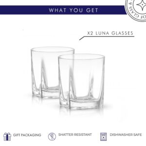 JoyJolt Luna Crystal Whiskey Glasses, Old Fashioned Whiskey Glass 10.5 Ounce, Ultra Clear Crystal Scotch Glass for Bourbon and Liquor Set Of 2 crystal Glassware