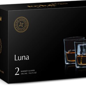 JoyJolt Luna Crystal Whiskey Glasses, Old Fashioned Whiskey Glass 10.5 Ounce, Ultra Clear Crystal Scotch Glass for Bourbon and Liquor Set Of 2 crystal Glassware