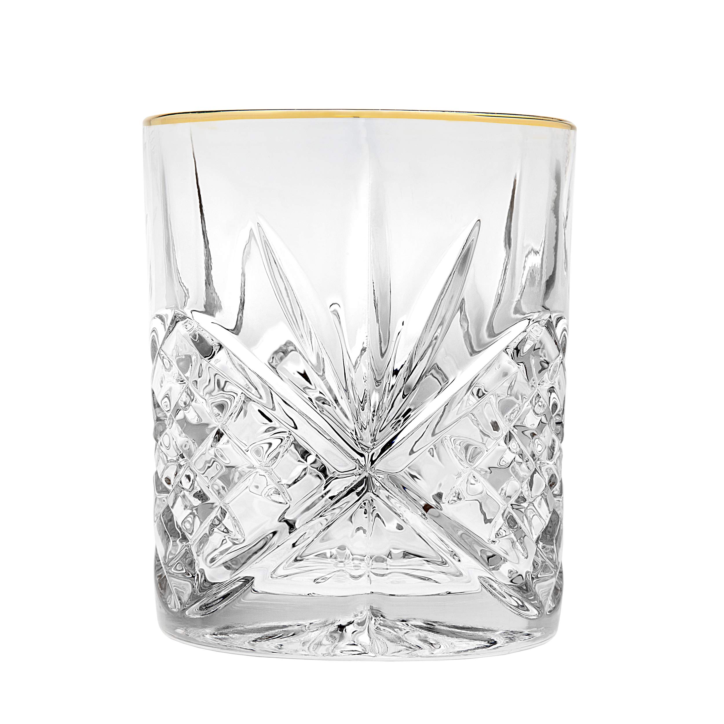 Godinger Double Old Fashioned Glasses Cups, Gold Banded - Dublin, Set of 4