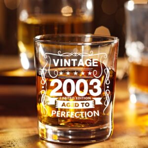 Old Fashioned Glasses-2003-Vintage 2003 Old Time Information 10.25oz Whiskey Rocks Glass -21st Birthday Aged to Perfection - 21 Years Old Gifts Bourbon Scotch Lowball Old Fashioned-1PCS