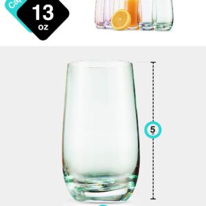 MITBAK 13- OZ Colored Highball Glasses (Set of 6) | Drinking Glasses Tumblers for Mixed Drinks, Water, Juice beer, cocktail | Glassware Set, Excellent Gift | Glass Cups Made in slovakia