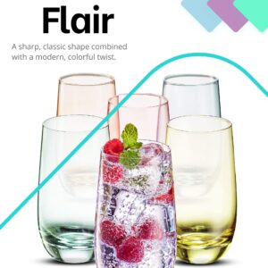 MITBAK 13- OZ Colored Highball Glasses (Set of 6) | Drinking Glasses Tumblers for Mixed Drinks, Water, Juice beer, cocktail | Glassware Set, Excellent Gift | Glass Cups Made in slovakia