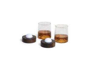 jem glass personalized golf coaster and whiskey glasses: golf accessories for men and women golfers; cool holiday basket for men and women that golf (2 glasses, not personalized)