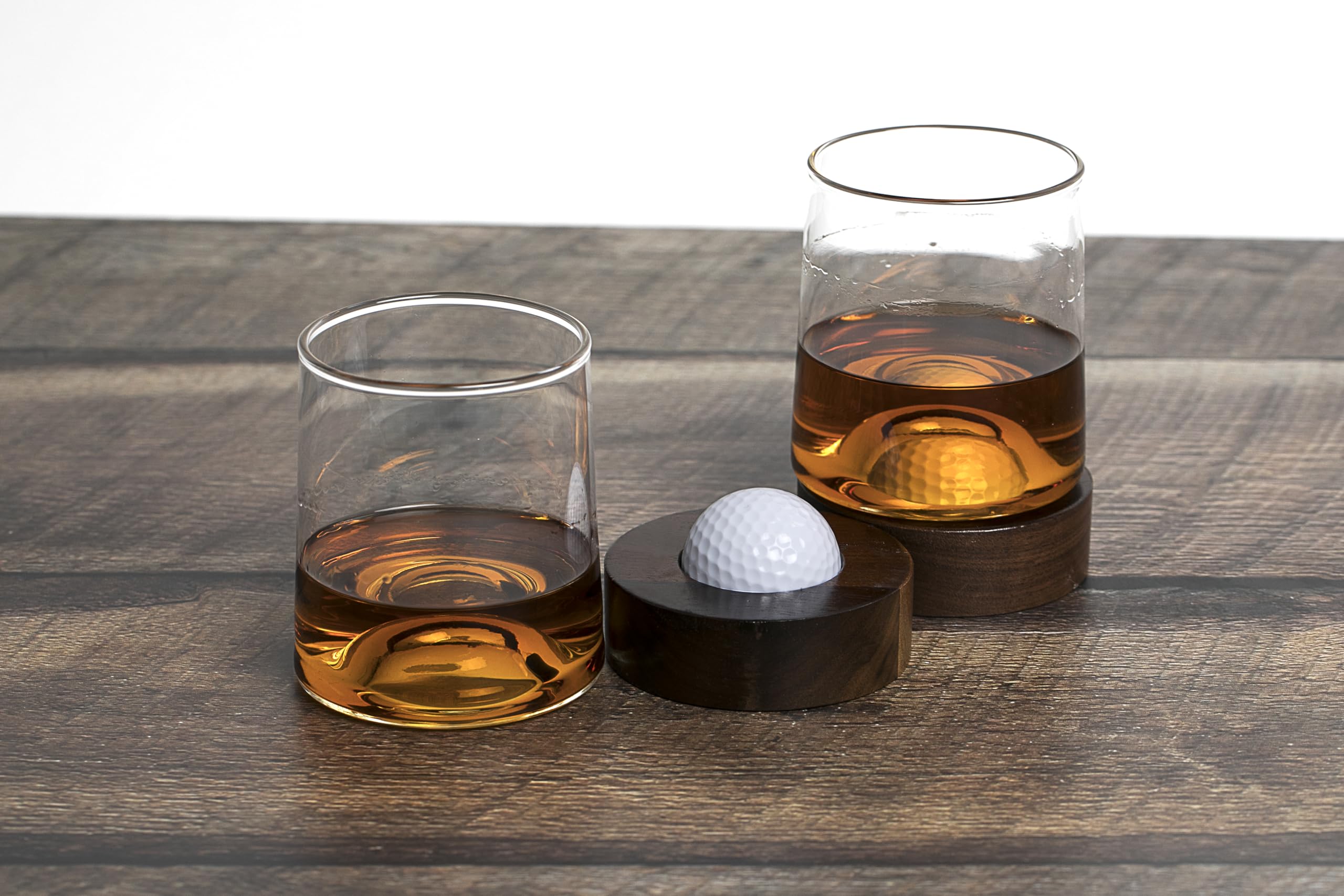 JEM GLASS Personalized golf coaster and whiskey glasses: Golf accessories for men and women golfers; Cool holiday basket for men and women that golf (2 Glasses, Not Personalized)