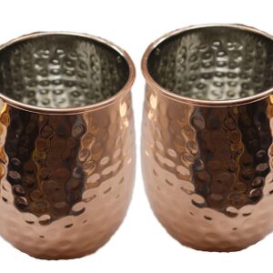 PARIJAT HANDICRAFT Copper moscow mule mugs set of 5 pcs large cup with vodka glass