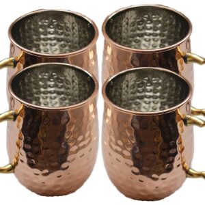 PARIJAT HANDICRAFT Copper moscow mule mugs set of 5 pcs large cup with vodka glass