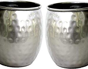 PARIJAT HANDICRAFT Set of 4 Stainless Steel Moscow Mule Mugs(Brass-Handle)