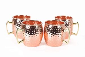 rv hammered copper moscow mule mug with brass handle, 18oz