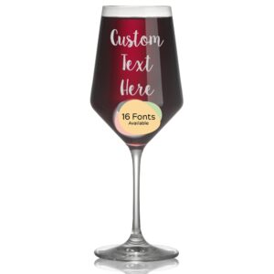 personalized wine glass engraved with your custom text - customized gifts, unique birthday gift, bridesmaid gift, custom gifts for women or men (18oz crystal wine)