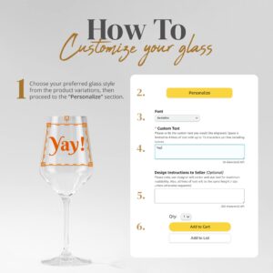 Personalized Wine Glass Engraved with Your Custom Text - Customized Gifts, Unique Birthday Gift, Bridesmaid Gift, Custom Gifts for Women or Men (18oz Crystal Wine)