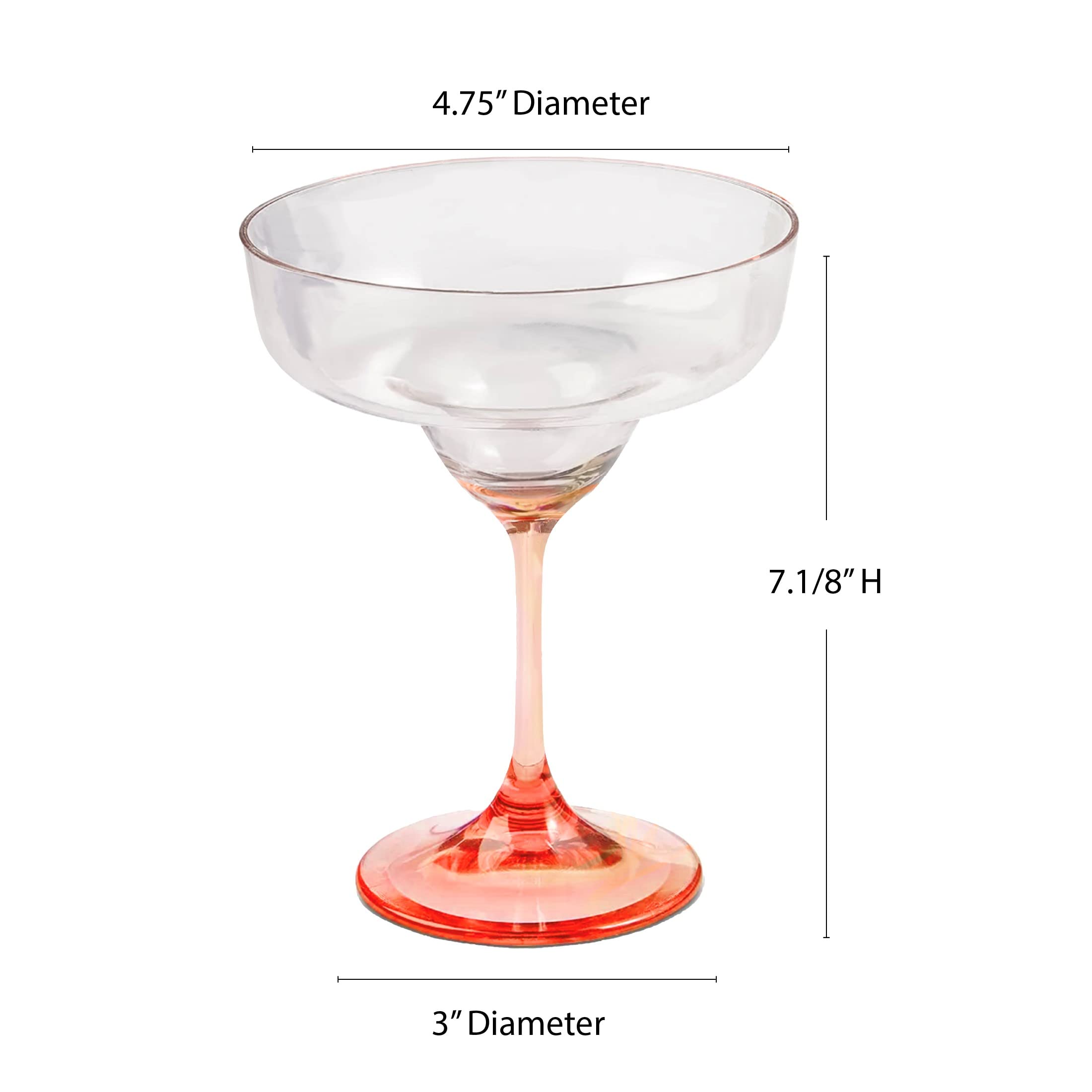 Lily's Home Unbreakable Plastic Margarita Glasses with Colored Stem. Made of Shatterproof Polycarbonate Plastic and Ideal for Indoor and Outdoor Use, Reusable (10 oz. Each, Set of 4)