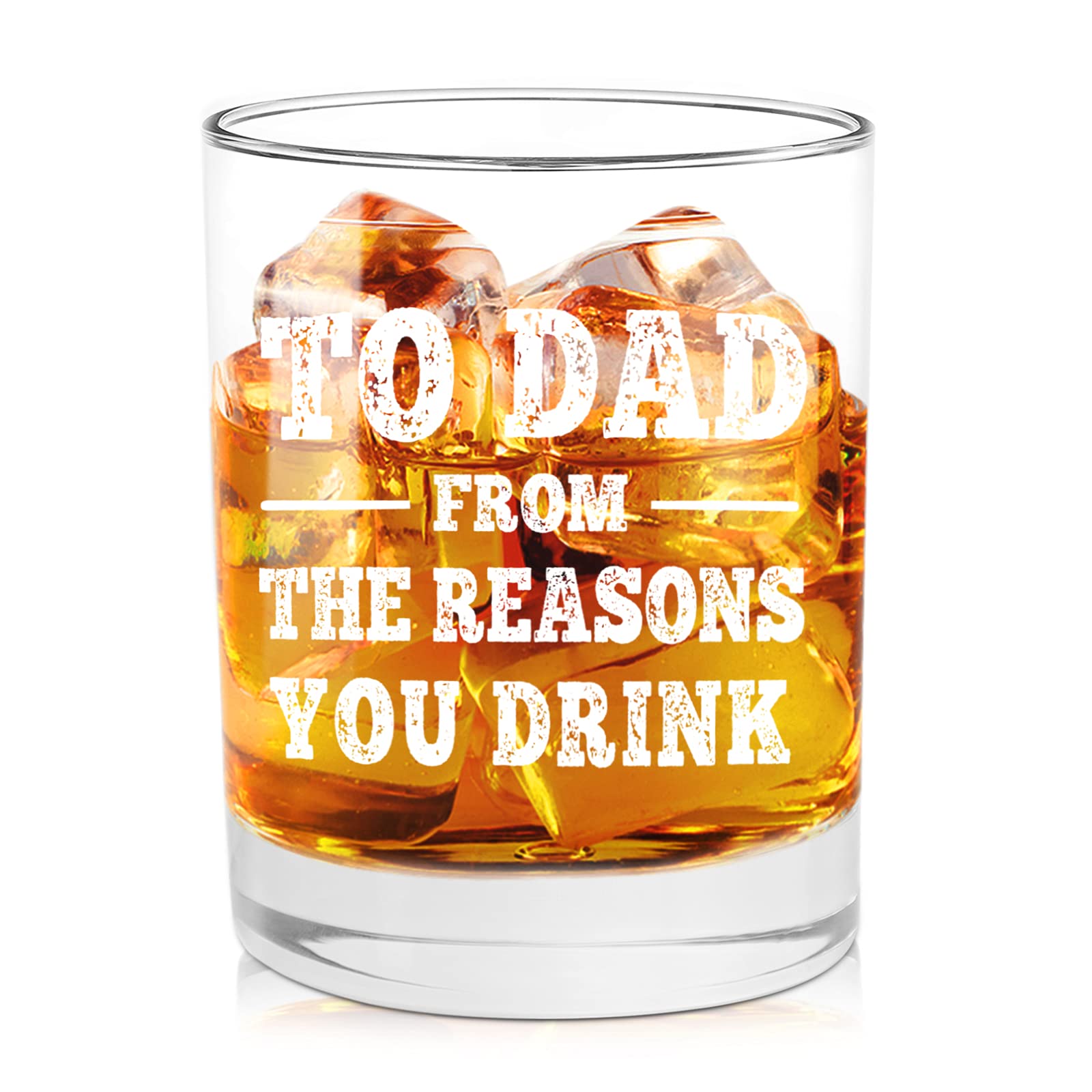 NBOOCUP To Dad From The Reasons You Drink Funny Whiskey Glasses Gift for Dad - Novelty Birthday, Christmas Gift for Dad, Dad Gift from Daughter, Son, Wife, Cool Present Ideas for Dad, 11 oz