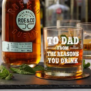 NBOOCUP To Dad From The Reasons You Drink Funny Whiskey Glasses Gift for Dad - Novelty Birthday, Christmas Gift for Dad, Dad Gift from Daughter, Son, Wife, Cool Present Ideas for Dad, 11 oz