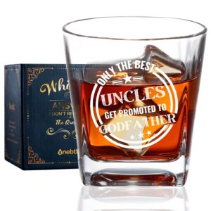 godfather gifts, whiskey glass funny gift idea for the best godfather for christmas, birthday, box and greeting card included - only the best uncles get promoted to godfather