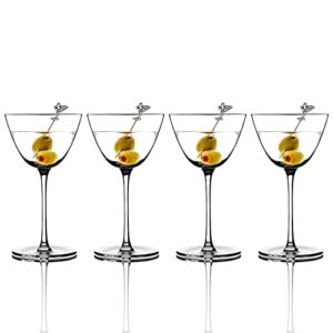 greenline goods martini glasses - 6.8 oz modern kitchen glassware set - stemmed drinkware for margaritas, vodka, gin, weddings or bar