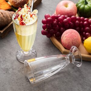 8 Pieces Milkshake Glass Clear Ice Cream Soda Glass with 8 Long Stainless Steel Spoons Old Fashioned Fountain Soda Cups for Beer Dessert Milk