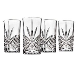 Godinger Highball Glasses Tall Beverage Glass - Platinum Rim, Dublin, Set of 4
