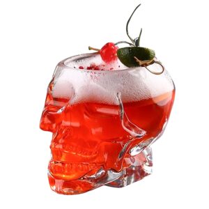 crystal skull glass, gifts, carved design, vintage glass skull glass, used to supply scotch whisky mixed drinks, bar decoration, halloween decoration, christmas decoration gifts (350ml/12 ounces)