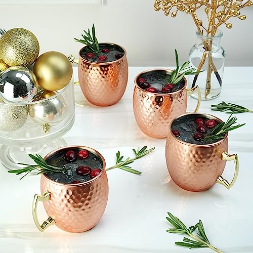 Arora Moscow Mule Mug, Set of 4 Black Hammered, Durable for Home Dining, Max Capacity 20oz, 3.7" D x 3.9" H (6014506)