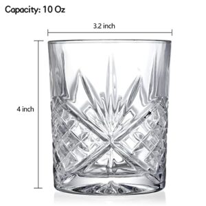 Youeon Set of 6 Crystal Whiskey Glasses, 10 Oz Old Fashioned Glasses, Rocks Glasses, Bourbon Glasses, Rum Glasses, Scotch Glasses, Clear Drinking Glasses for Cocktails Tequila Rum Liquor Rye and More