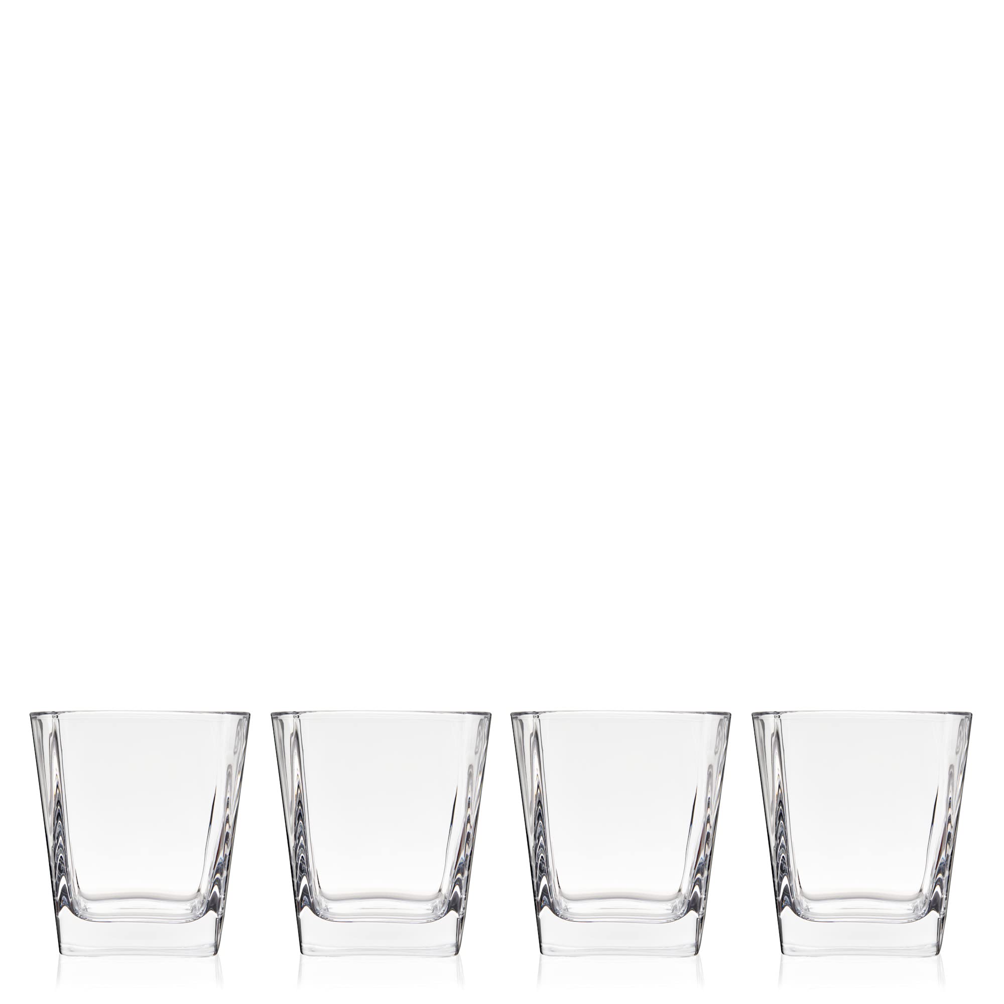 True Square Double Old Fashioned Glasses Set of 4 - Lowball Whiskey Glasses for Cocktails, Drinks or Liquor - Dishwasher Safe 10oz