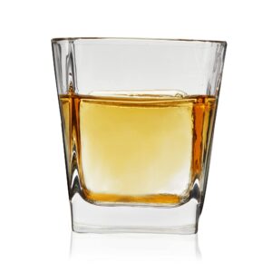 True Square Double Old Fashioned Glasses Set of 4 - Lowball Whiskey Glasses for Cocktails, Drinks or Liquor - Dishwasher Safe 10oz