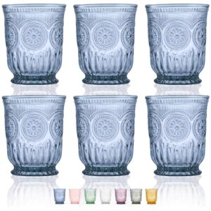 yungala blue glassware set of 6 small dishwasher safe colored glasses, blue glass cups, matching highball and wine glasses available