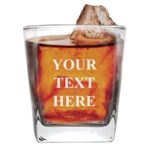 my personal memories, engraved 9oz whiskey square rocks glass - custom personalized with your text