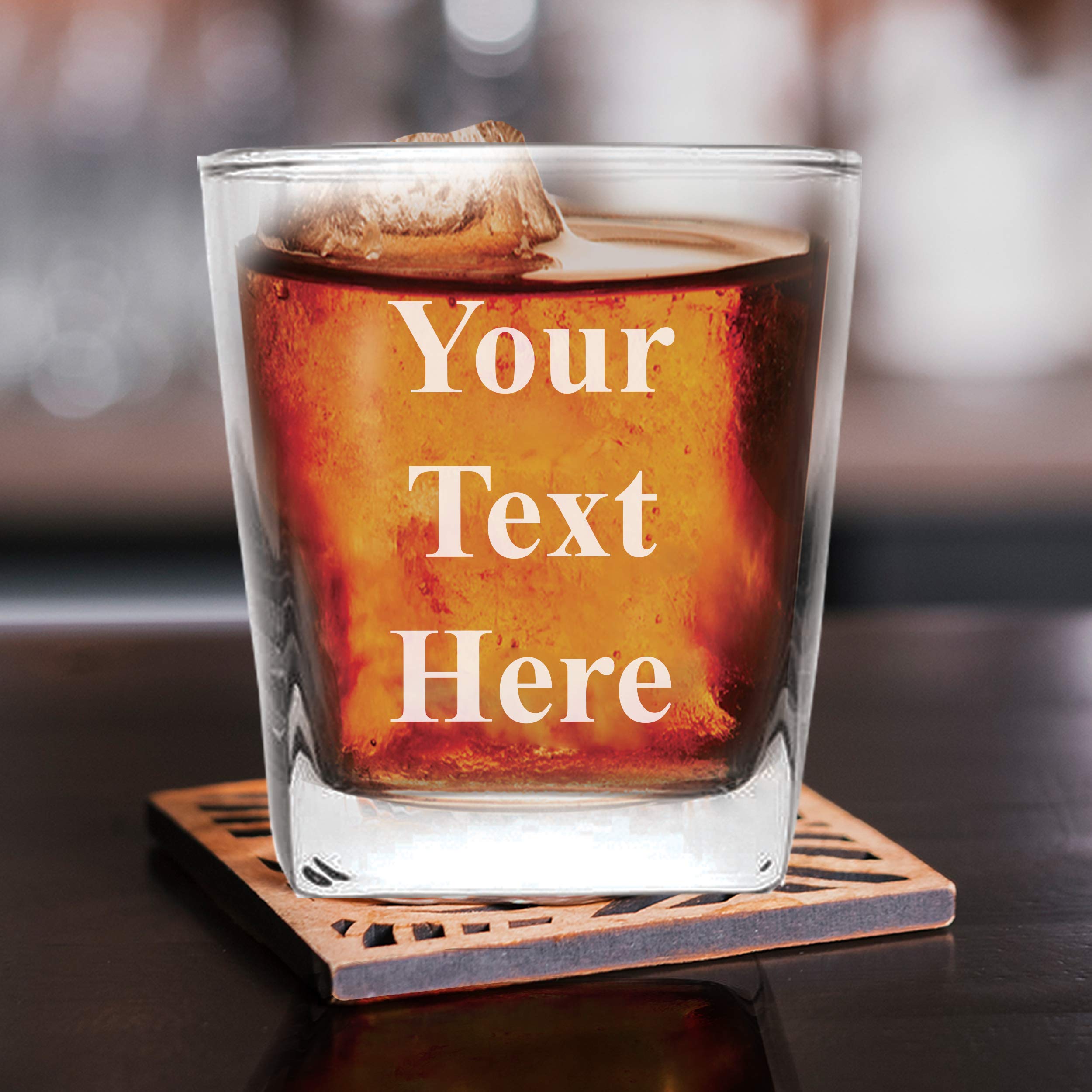 My Personal Memories, Engraved 9oz Whiskey Square Rocks Glass - Custom Personalized With Your Text