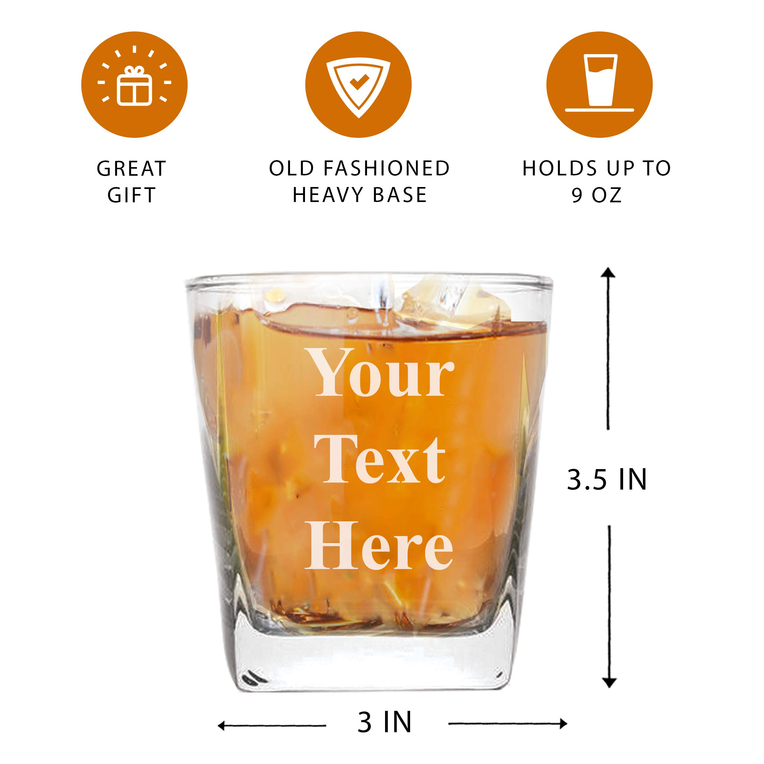My Personal Memories, Engraved 9oz Whiskey Square Rocks Glass - Custom Personalized With Your Text